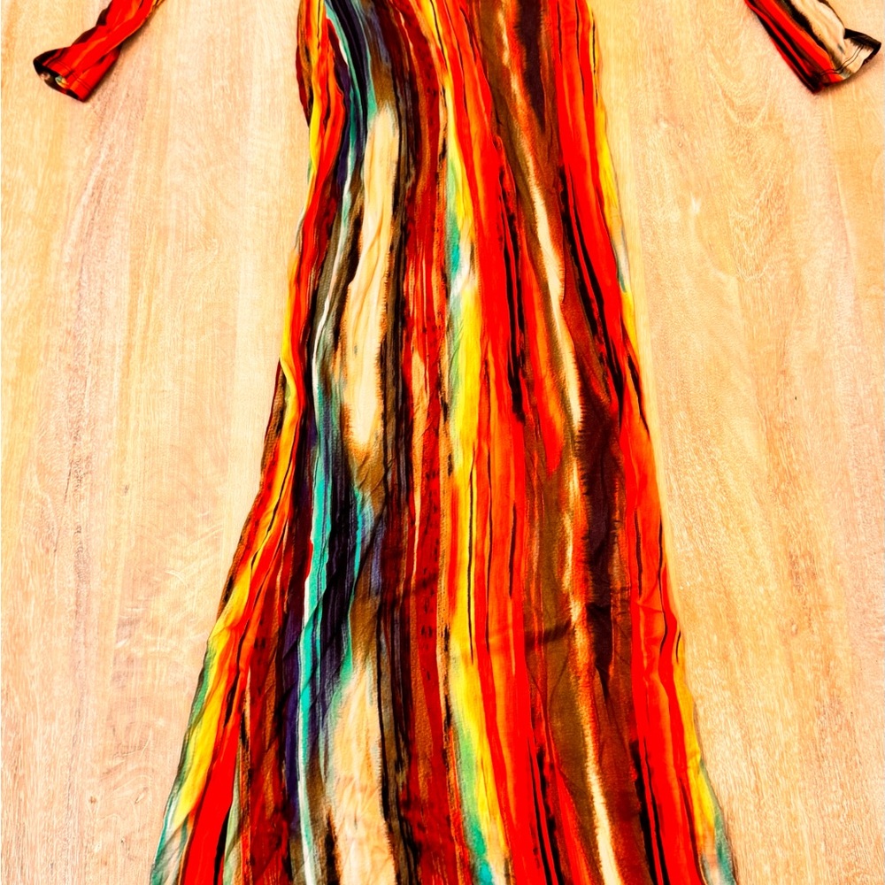 Multicolor Long Sleeve Maxi Dress